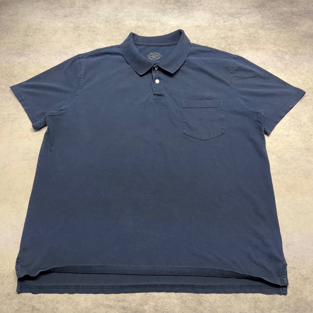 St Johns Bay Mens XL Navy Blue Polo Shirt Short Sleeve Pocket Y2K Boxy Fit